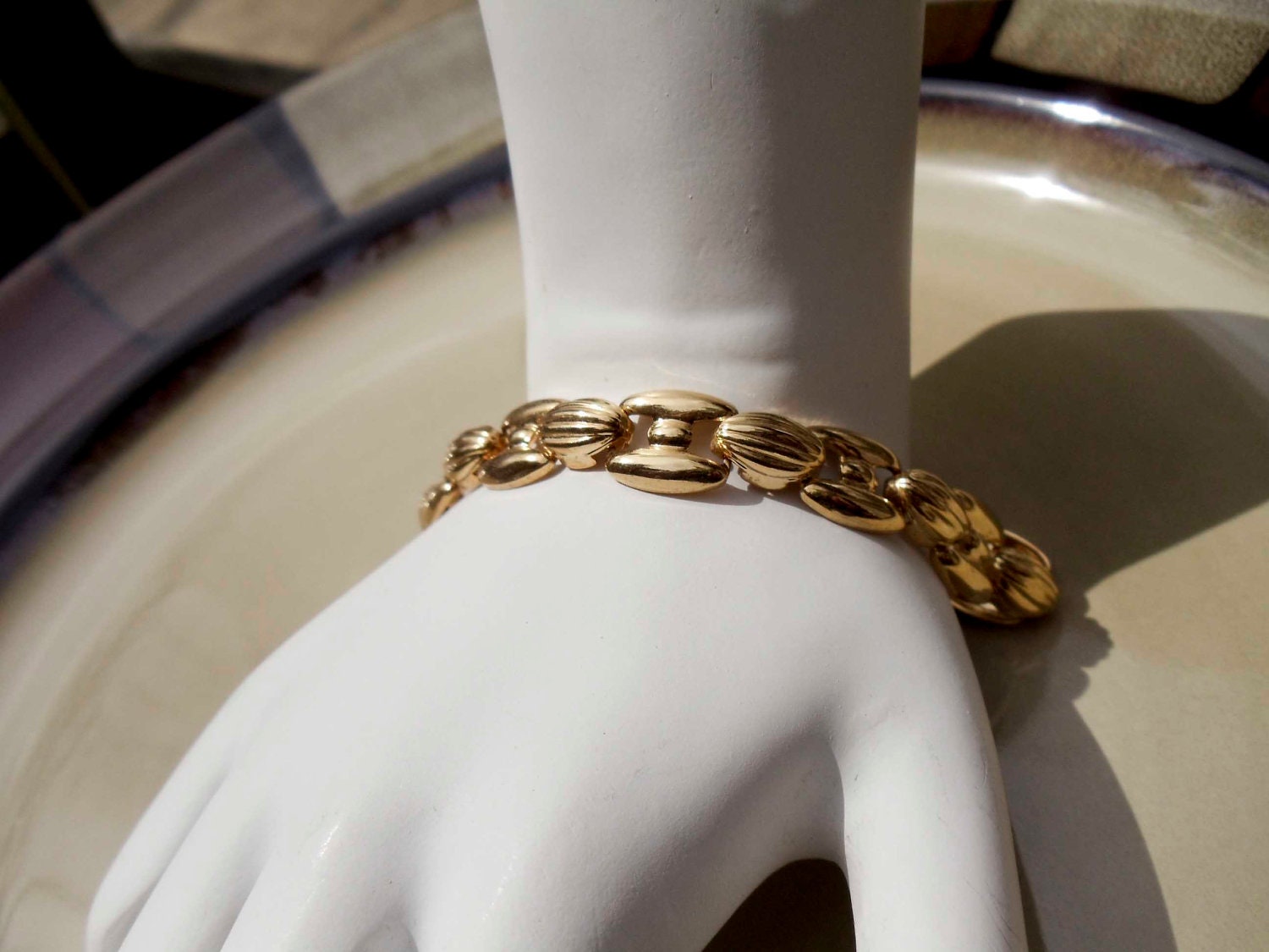 Summer Sale Vintage gold toned metal bracelet