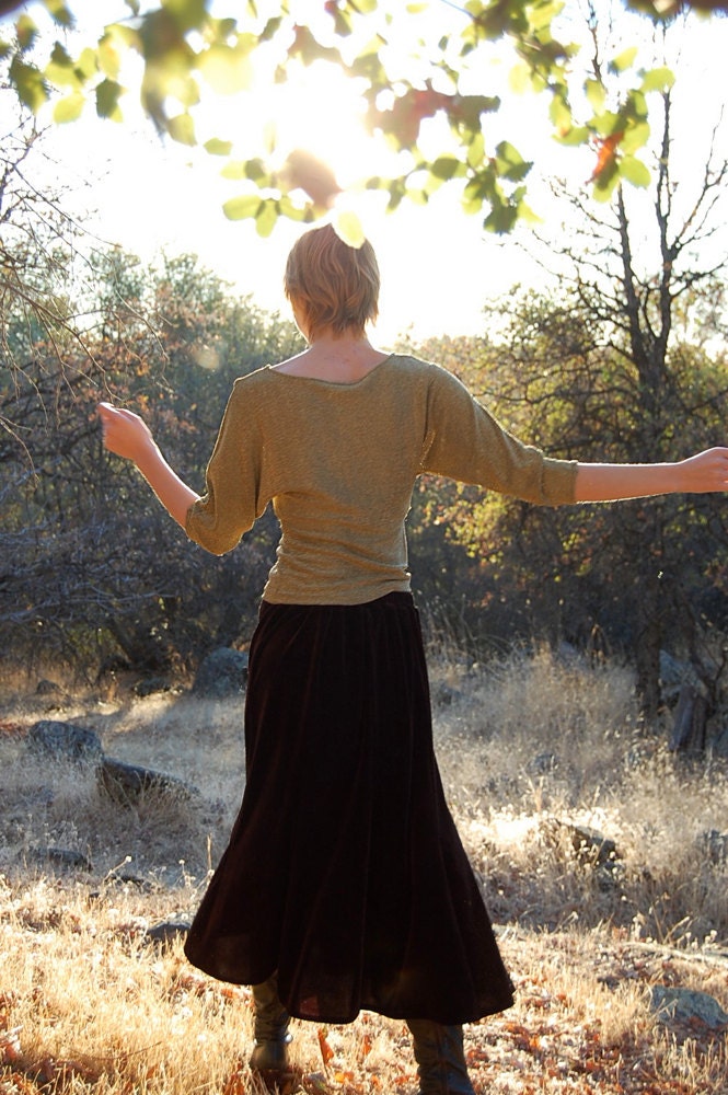 Vintage Lush Black Velvet Holiday Draped Maxi Skirt (s m)