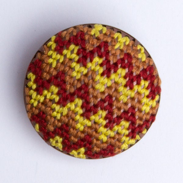 Tribal Brooch (Red, yellow, gold, chevron)