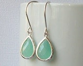 Mint Green Crystal Drop Earrings