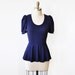 Navy Blue Peplum Blouse, Womens Top