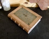 Natural Leather Journal with Blue Pages, Tooled Decoration - Something Blue