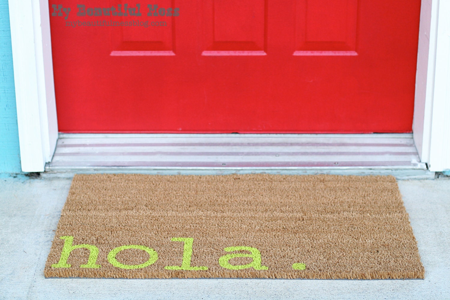 Witty Hand Painted Coir Welcome Mat - hola. - Choose Your Color