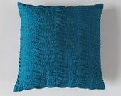 teal blue pillow pleated- 18 inch cushion cover only IN STOCK