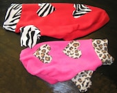 Red Zebra OR Pink Leopard fleece dog top (original TMAI design)