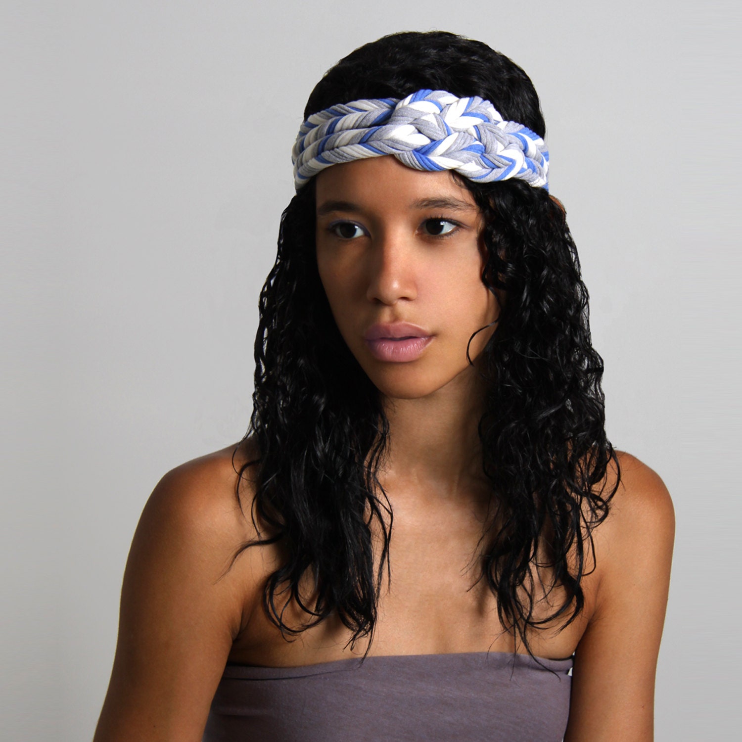 Hair Accessories Headband Boho Fabric Jewelry Knotted Necklace Womens Braided Headbands Braid Knot African White Grey Blue  Christmasinjuly