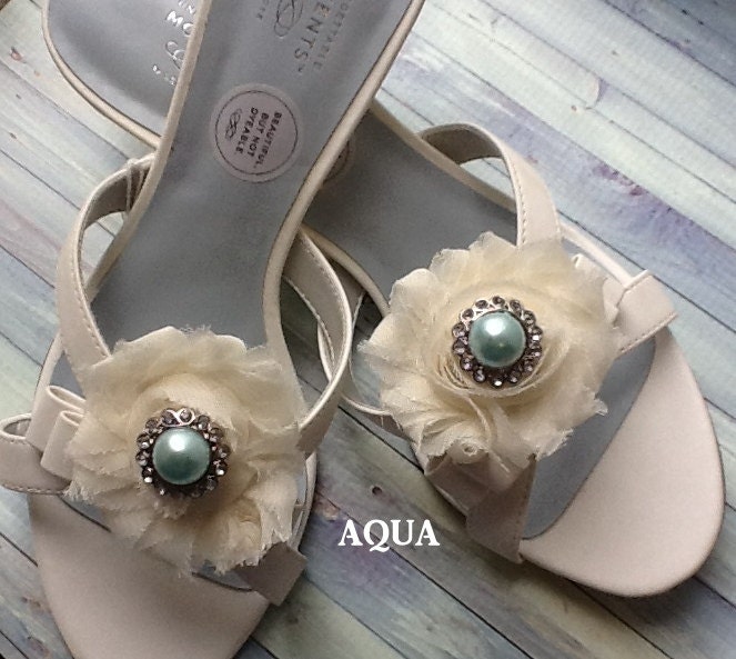 aqua  bridal party shoe clips / wedding shoes clips  / you pick / bride shoe clips