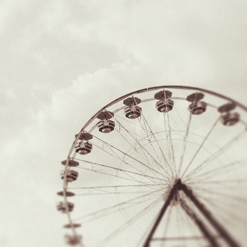 Carnival Photography, Black and White,  Shabby Chic, Summer, Wall Decor, Nursery, Childrens Room - Magical Times (8x8) Fine Art Print