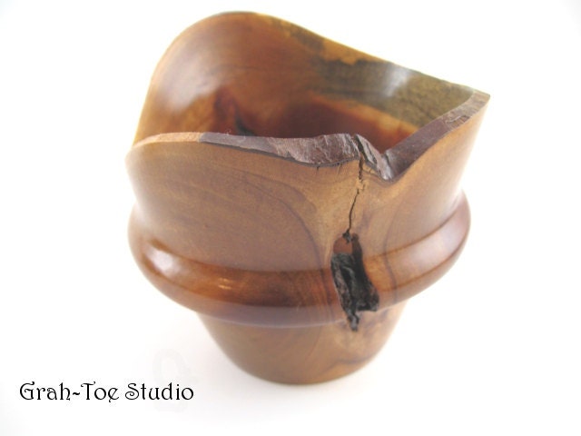 Mahogany Wood Lathe Turned Decorative Bowl Grahtoestudio Handmade