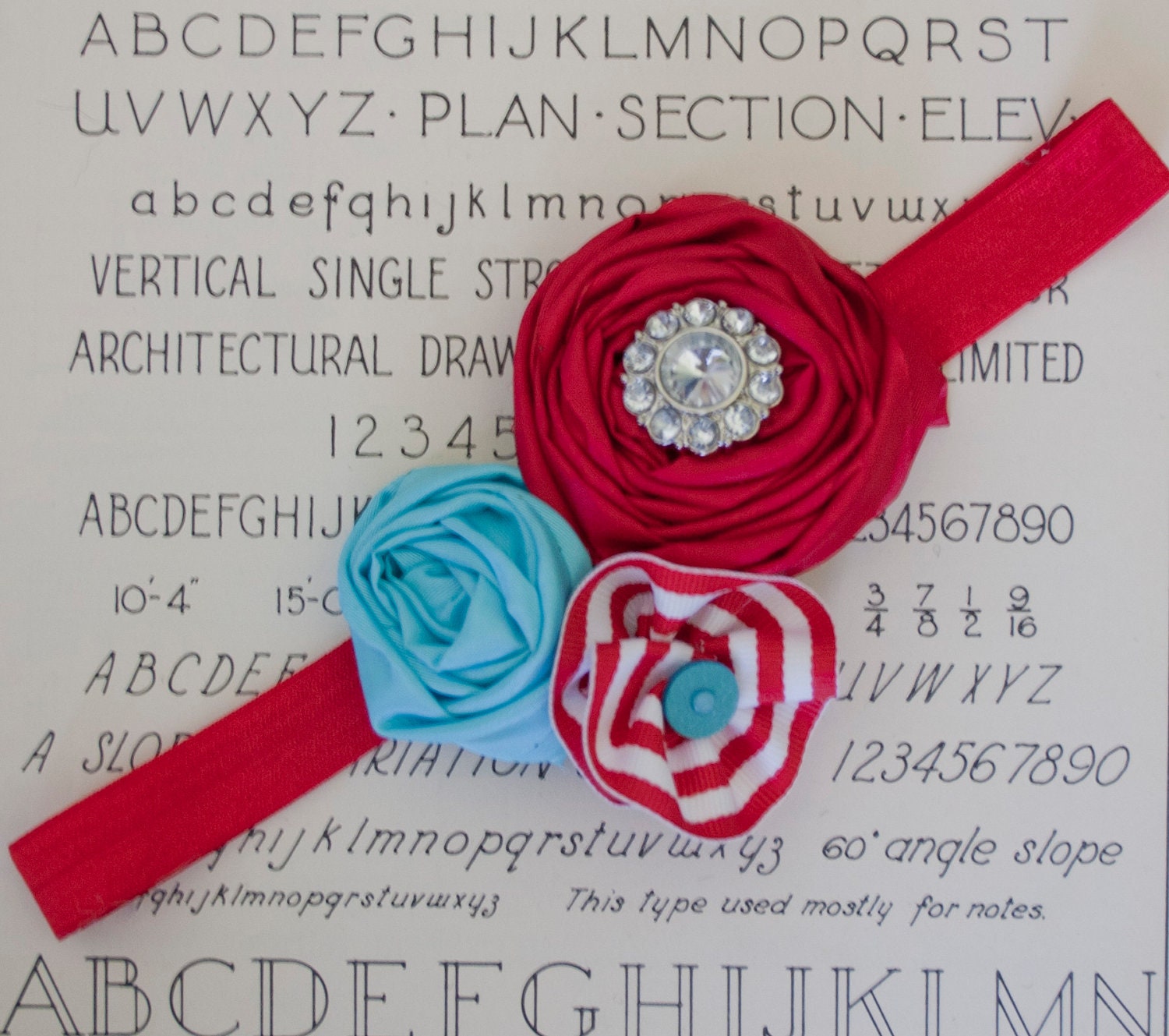Cat and the Hat....Red, Turquoise and Stripes Hair Accessory