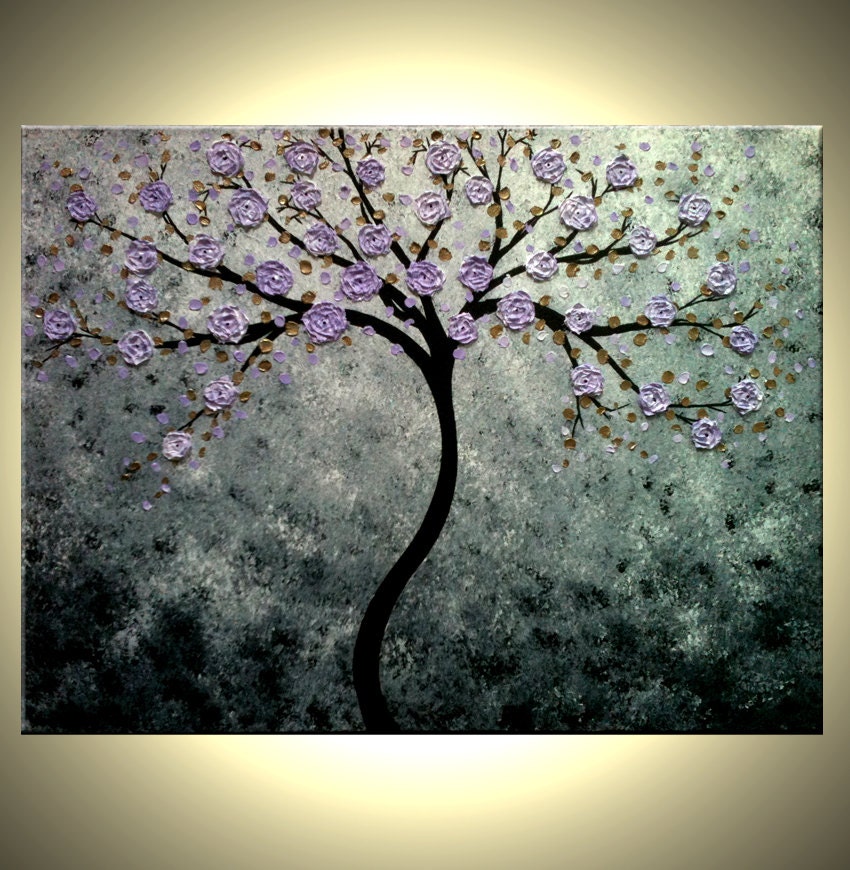 Abstract Floral Tree PAINTING Contemporary Impasto Art XLarge ORIGINAL gallery wrap canvas by Dan Lafferty - 40x30