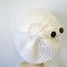 Hand Knit Hat White Slouch Hat with Wooden Buttons Fall Fashion