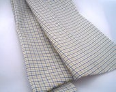 Tattersall Check, Stock Tie, Two Fold, Yellow, Blue, White, Cotton Polyester Blend