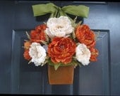 Fall Wreath, Tuscany Peony Door Bucket, Wreath Alternative, Thanksgiving Decor, Wreath for Fall