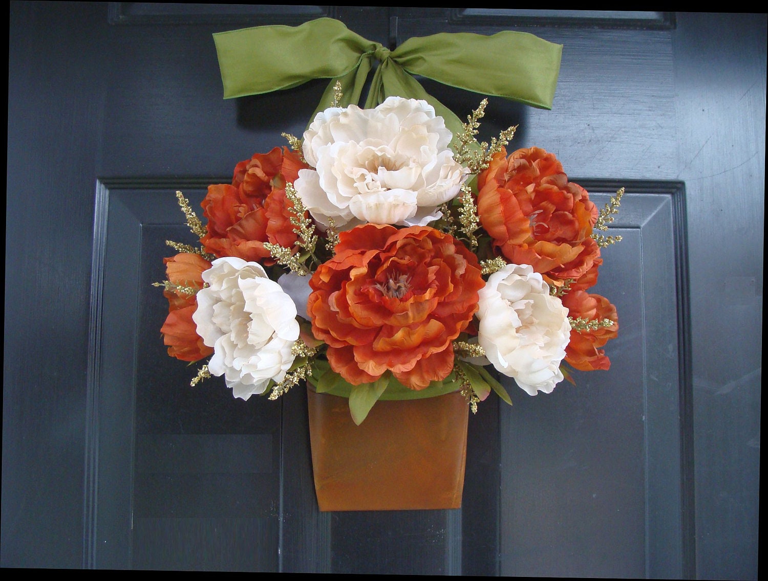 Fall Wreath, Tuscany Peony Door Bucket, Wreath Alternative, Thanksgiving Decor, Wreath for Fall