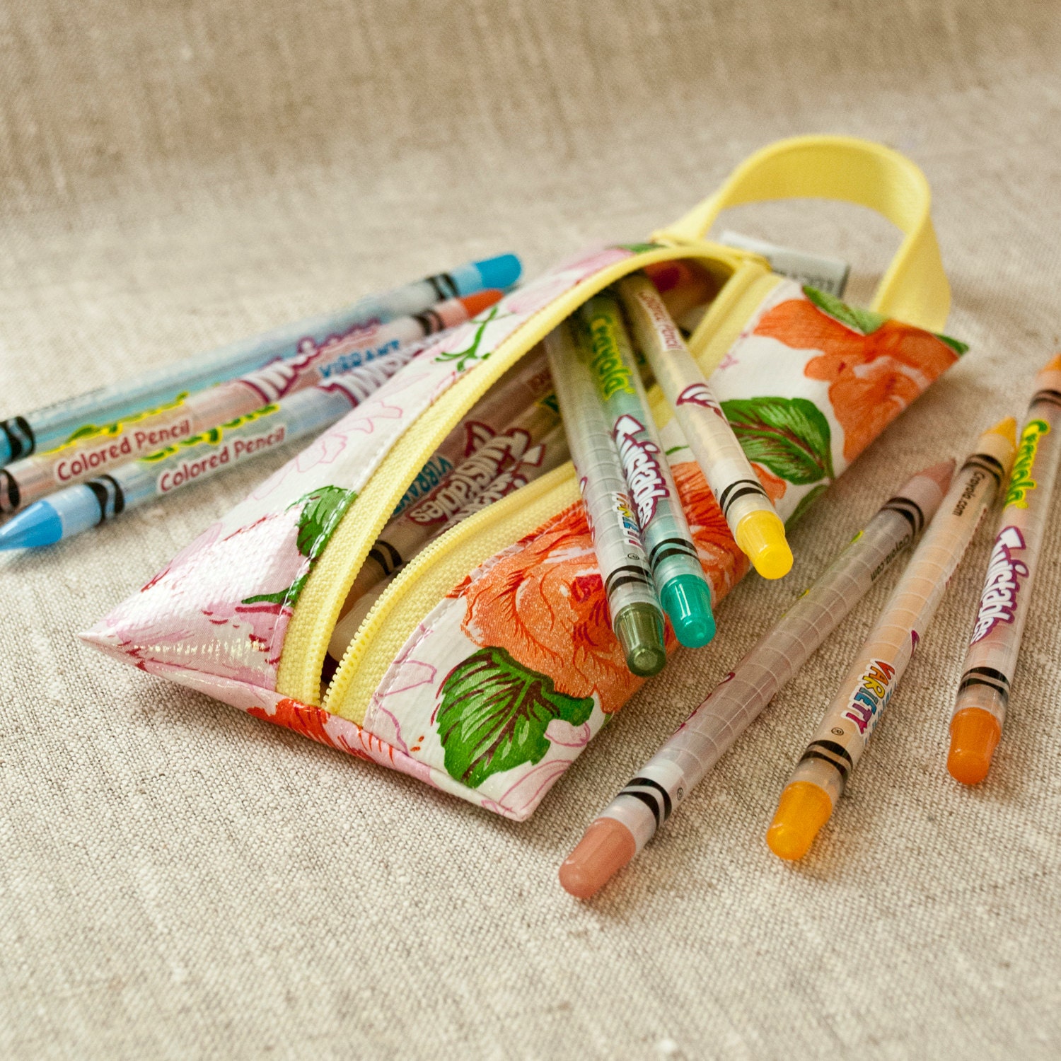 Travel Bag Pencil Case Brush Kit Paris Peach Oilcloth