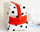 Make Up Bag Toiletry Case Cosmetic Kit Polka Dot Oilcloth Small