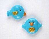 Cute bird magnets - little round blue birds, kitchen decor, refrigerator, Spring decoration