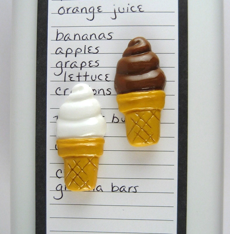 Swirl cone magnet - ice cream, vanilla, chocolate, kitchen decor, fake food, unique gift, handmade