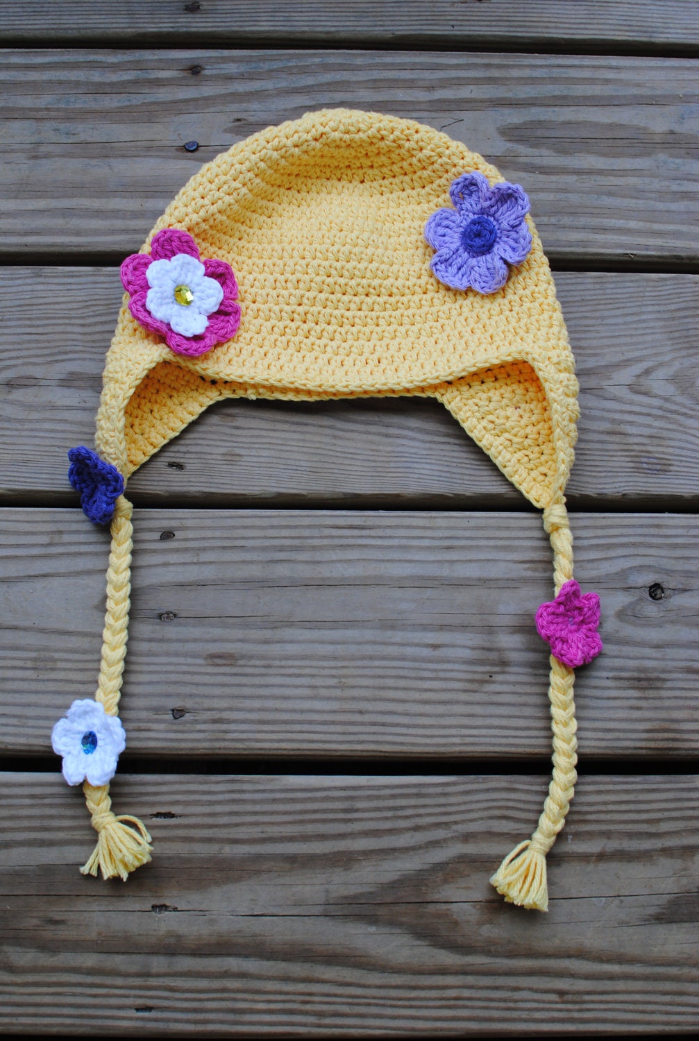 Crochet Cotton Newborn/Infant/Toddler/Child/Teen Girl Rapunzel Hat - All Sizes Available - Yellow - Custom Order