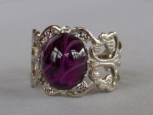 Purple Stone Silver Ring
