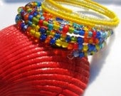 Rainbow and yellow beaded wrap bracelets / Bright and Colorful wraps  / 2 for 22