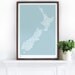 New Zealand Type Map in Sheer Slate - decorative screen print