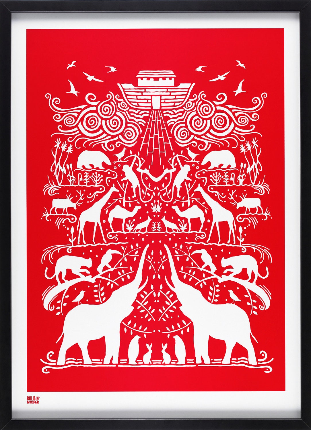 Noah's Ark in Poppy Red - decorative screen print