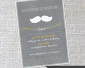 Mustache Bash - Birthday Invitation, First Birthday Printable Custom Photo Card