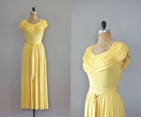 1930s dress / 30s dress / long dress / Limoncello dress