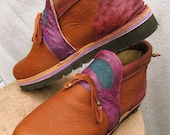 Exotic Leather Handmade Shoes - Tan Red Buffalo with Ostrich, Deer Trim, Inlay is Stingray Skin Custom Made Size 5, 6, 7, 8, 9, 10