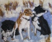 11 x 17" Custom Needle Felted Pet Group Portrait to Frame