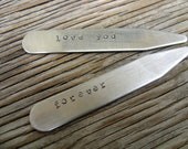Hand stamped stainless steel collar stays personalized gift for him 2.5 inch medium 1mm thick