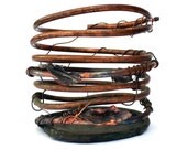 Handmade Copper Orchid Planter - Coil Style with Rose Leaf Detail - Unique Copper Metal Garden Art - READY TO SHIP