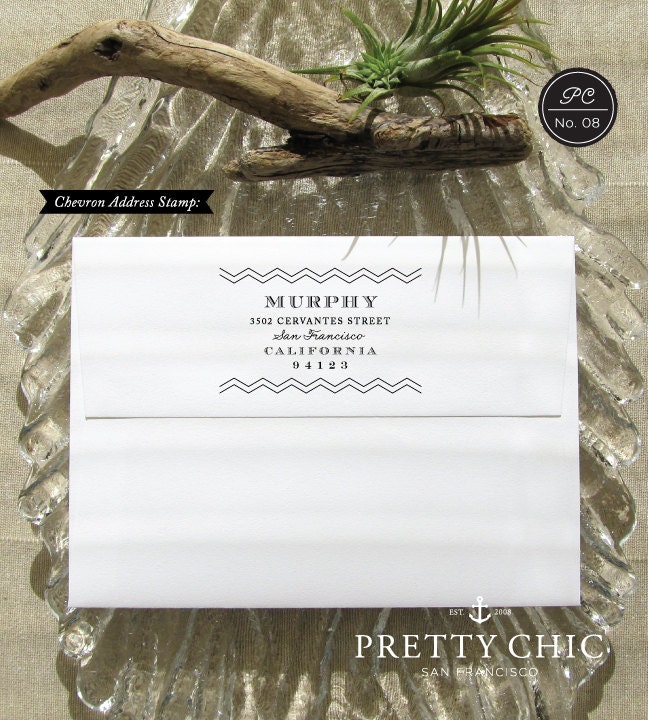 Chevron Custom Address Stamp - Custom Stamp by Pretty Chic