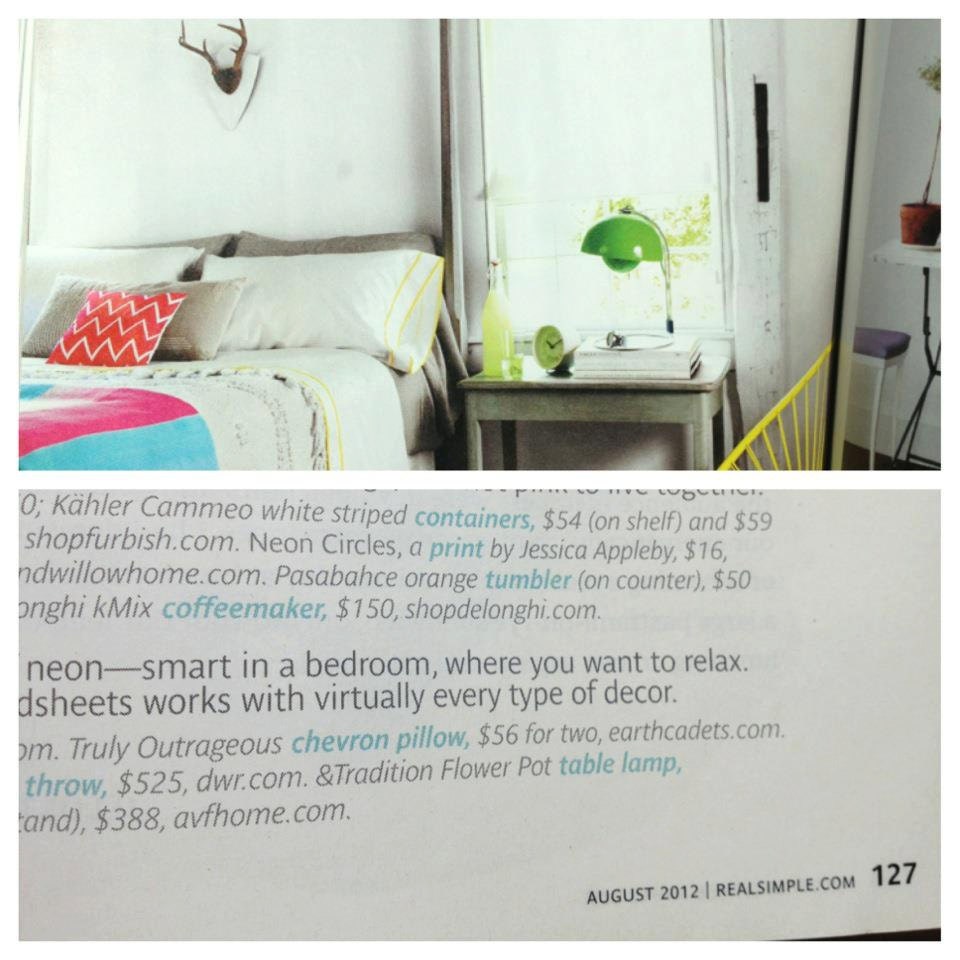 Truly Outrageous - As seen in Real Simple magazine, set of two, neon pink, organic chevron screen printed pillows 12x12