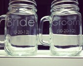 4 Custom Etched Mason Jugs