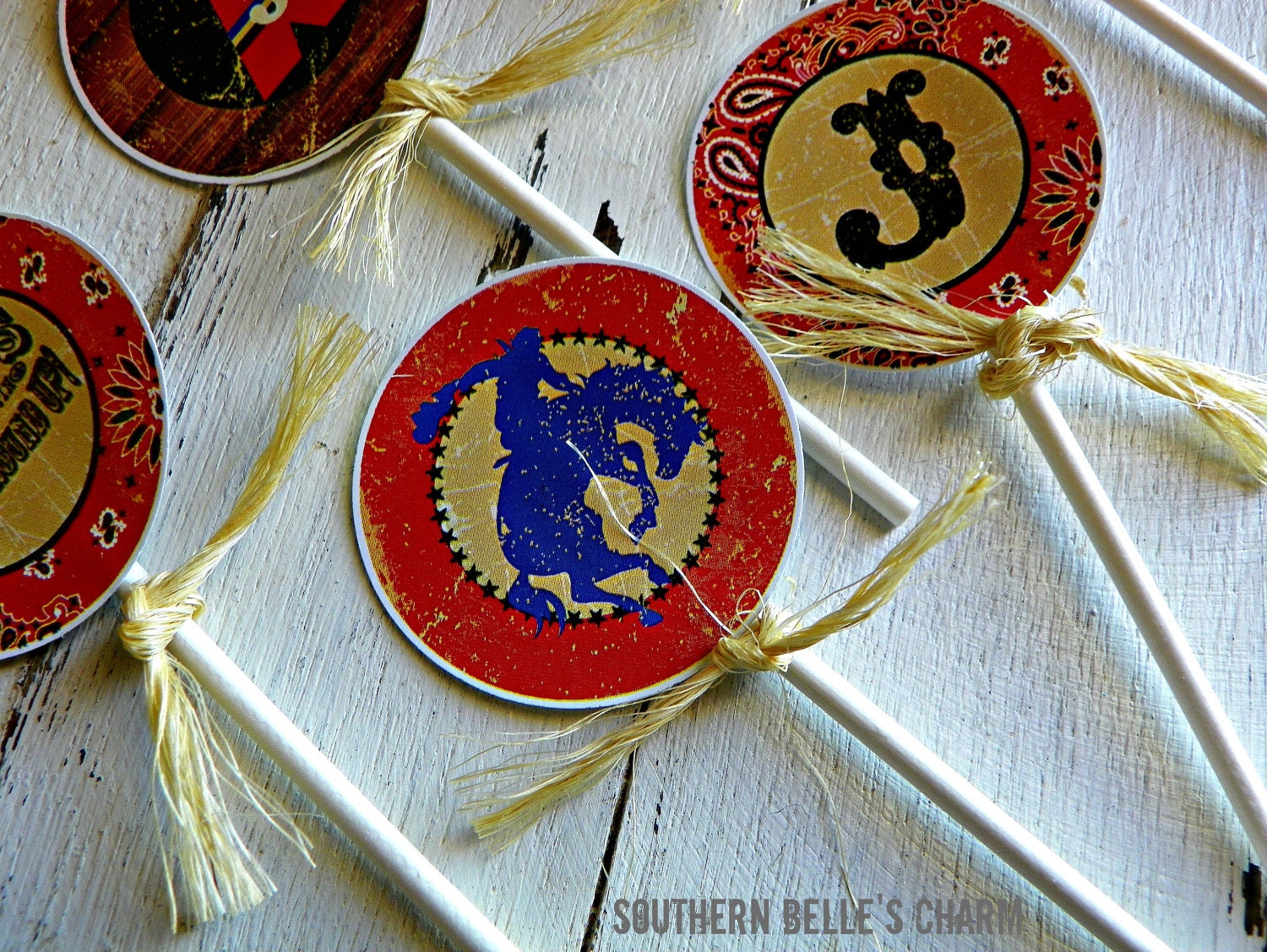 Cowboys & Indians Cupcake Toppers...Set of 12 Cupcake Toppers Il_570xn