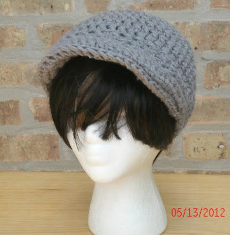 Crochet Hat - The Jockey in dark gray - Womens Hat - Spring, Fall, Winter Accessories