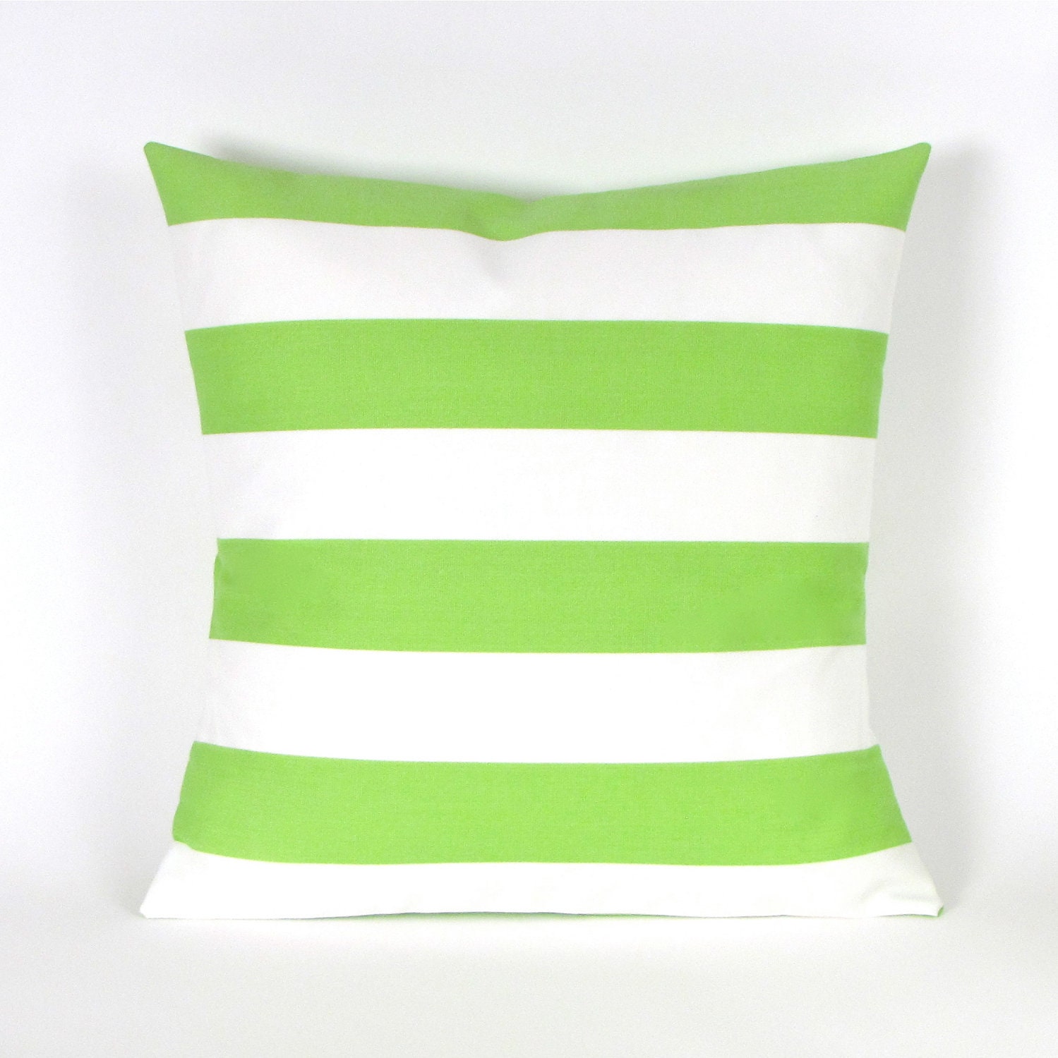 Lime Green and White Canopy Stripe INDOOR OUTDOOR Pillow Cover 18 inch
