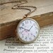 FRENCH FLORAL - Locket Necklace. Vintage Brass and Copper Round Keepsake Locket with Romantic Pink Roses Clock Image. Rustic Jewelry.