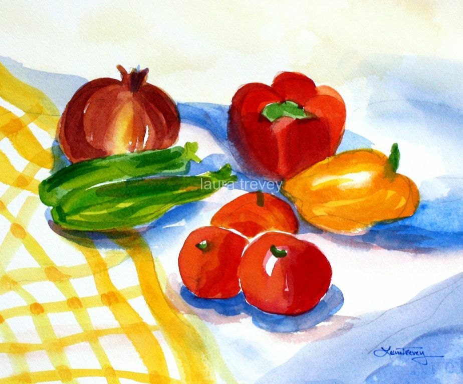 Summer Veggies Watercolor Print