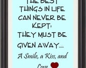 Typography Art Print  - Love Quote - The Best Things In Life -Saying, Word Art Print