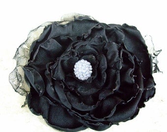 Wedding Hair Flower, Black Flower Accessory