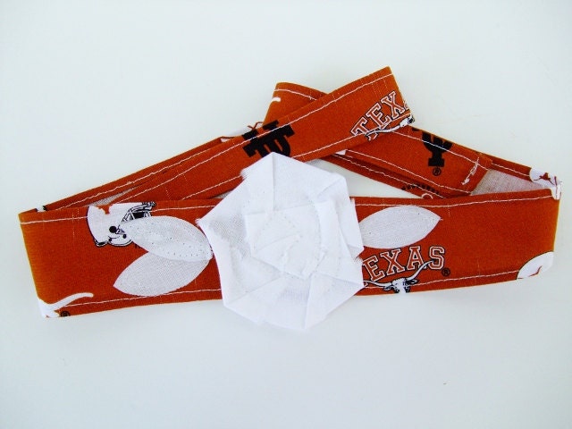 UT Longhorns fabric flower headband, head wrap, Collegiate, University of Texas headband