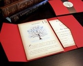Winter Vintage Book Pocketfold Wedding Invitation