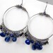 Black Blue Oxidized Silver Hoop Chandelier Earrings Wire Wrapped Coiled Silver Gemstone Bohemian Luxury Fashion - Brenda