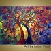 Original Modern Trees Landscape Whimsical XLarge Oil Painting 40x30 HAPPY WITH YOU by Luiza Vizoli