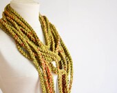 Extra Long Scarf - Wool Scarf - Green Infinity Scarf Necklace