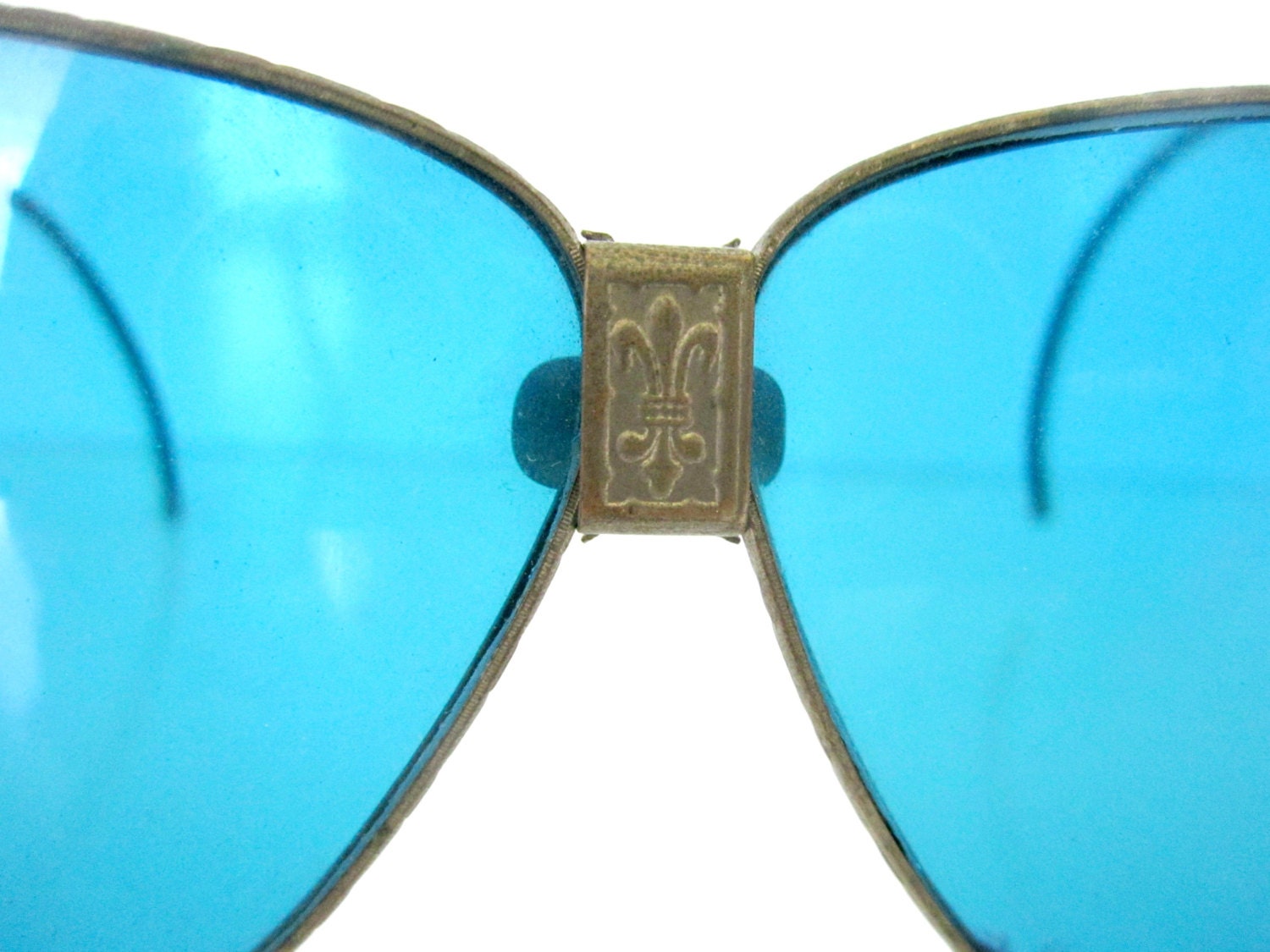 1930s Vintage Aviation Sunglasses blue lenses sun glasses fleur dis lis